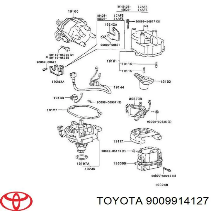 Junta torica de distribuidor para Toyota Carina (T19)