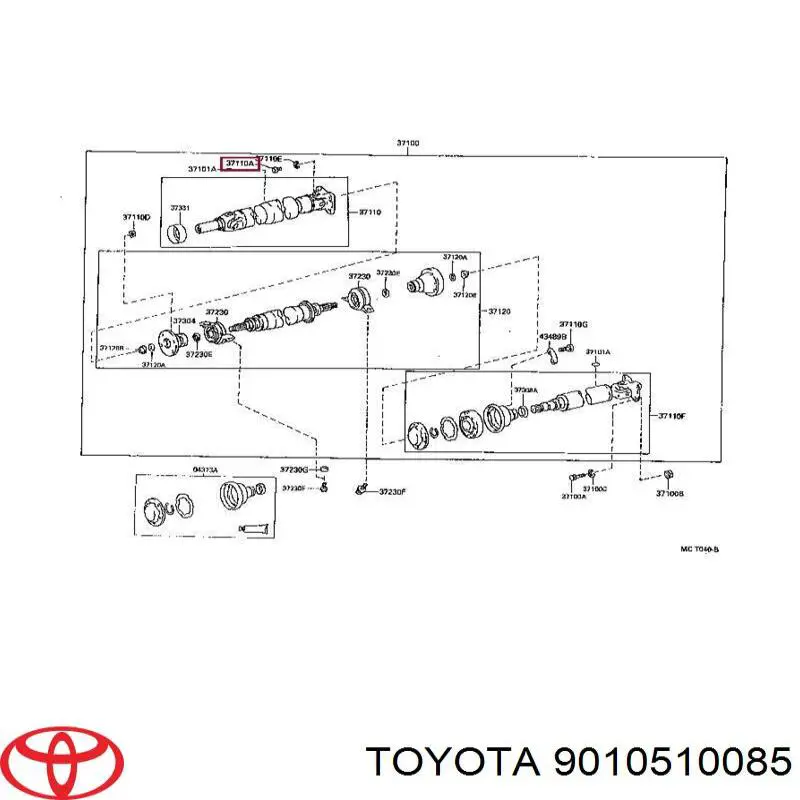 Perno de sujeción soporte arbol de transmision para Toyota Hilux (N)