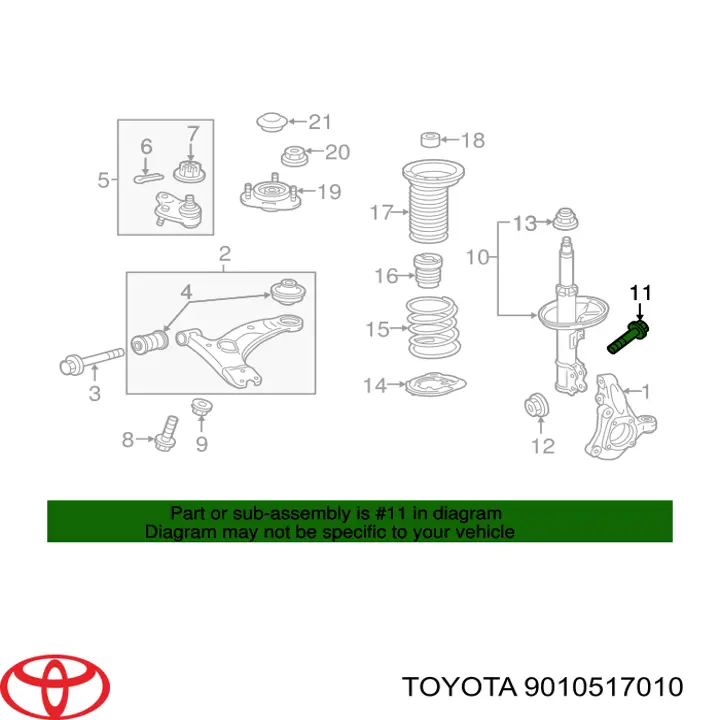 Tornillo de fijación del amortiguador delantero Toyota 9010517010 precio, desde 6,82 EUR