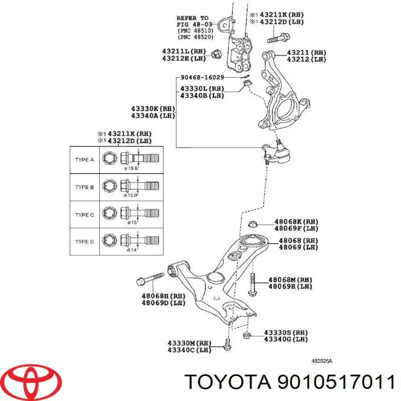 Tornillo de fijación del amortiguador delantero Toyota 9010517011 precio, desde 5,81 EUR