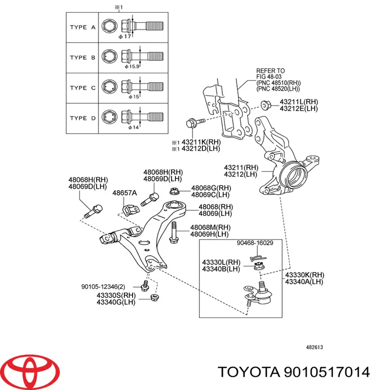 Tornillo de fijación del amortiguador delantero Toyota 9010517014 precio, desde 6,78 EUR
