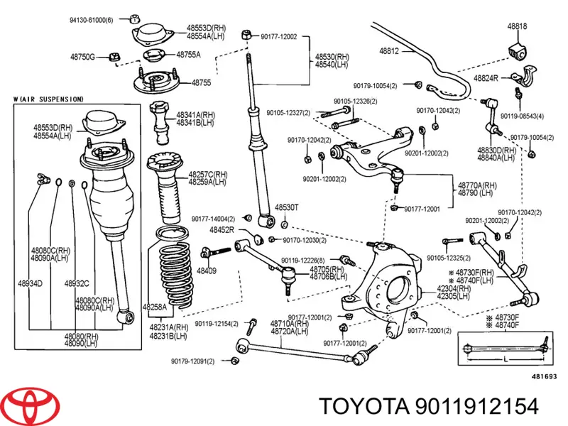 Perno de fijación del brazo inferior trasero Toyota 9011912154 precio, desde 5,42 EUR
