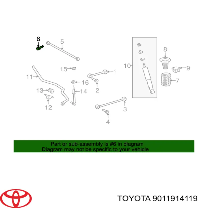 90119-14119 Toyota perno de fijación, brazo oscilante delantera, inferior