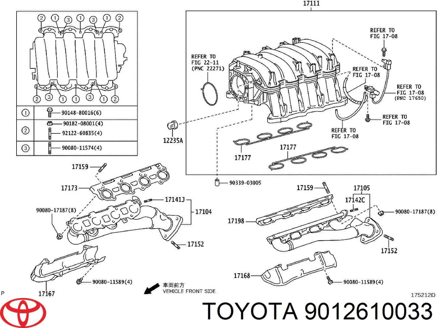 Espárrago del colector de escape para Toyota Corolla (E15)