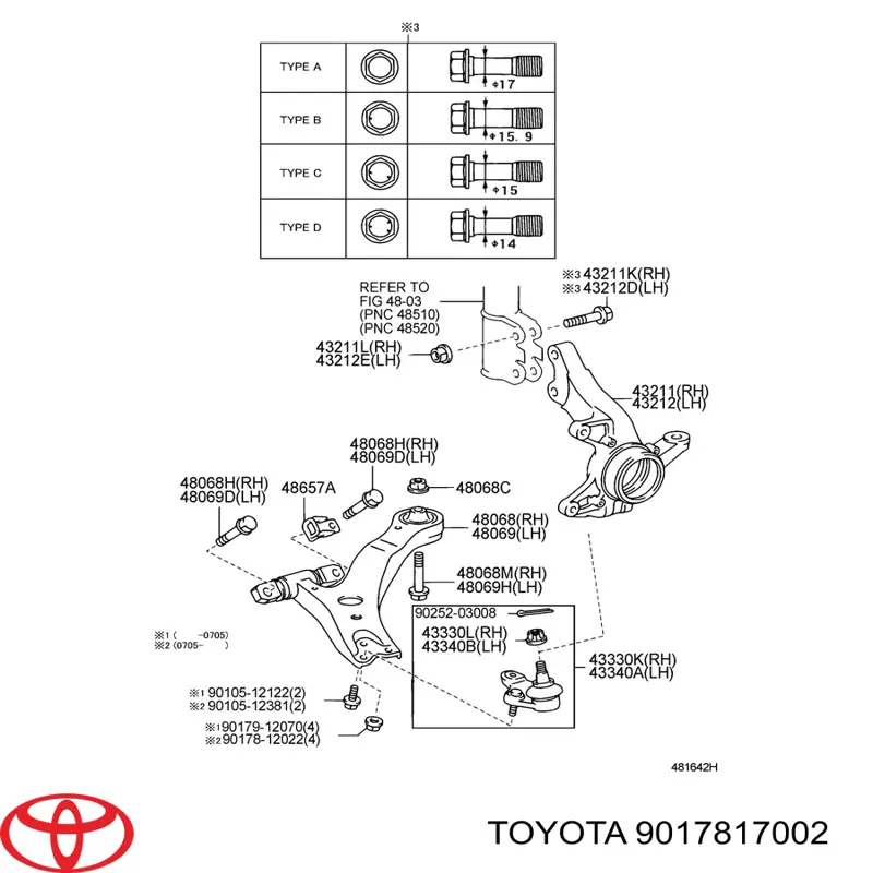 Tuerca de fijación del amortiguador Toyota 9017817002 precio, desde 2,63 EUR