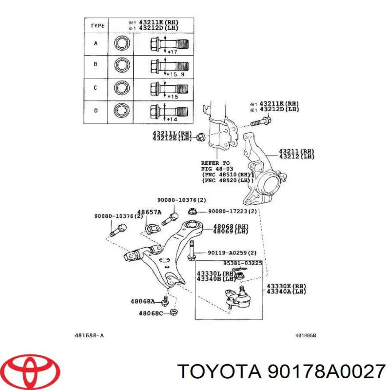 Tuerca de fijación del amortiguador para Toyota Camry (V30)