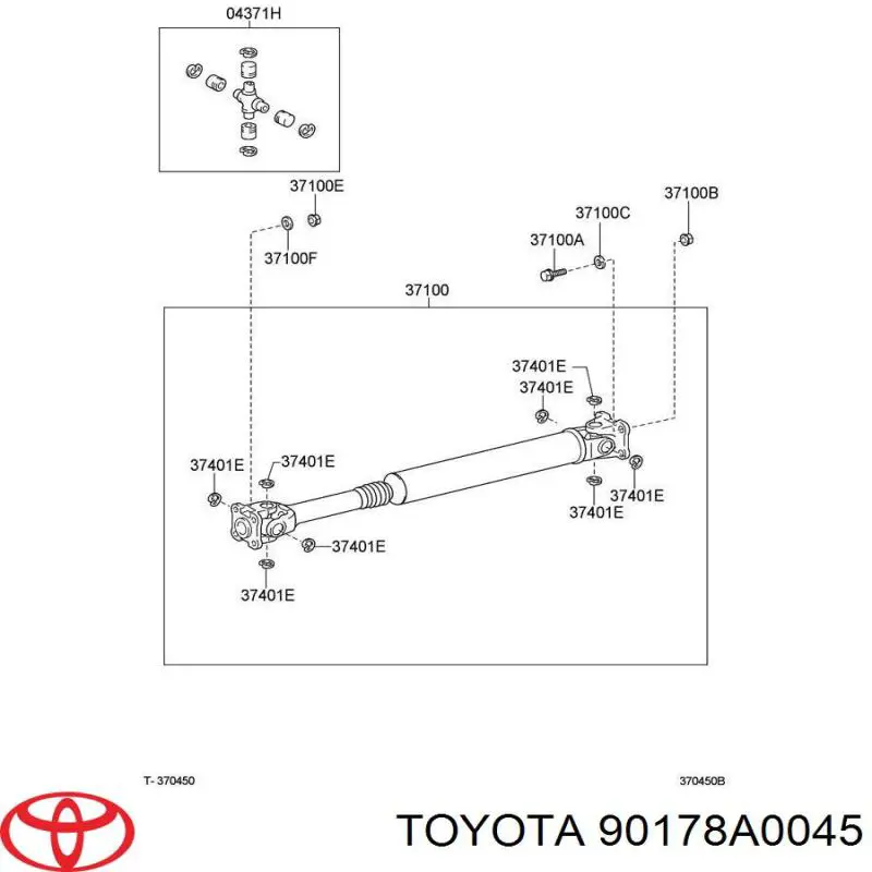 90178A0045 Toyota tuerca del perno del eje de la hélice