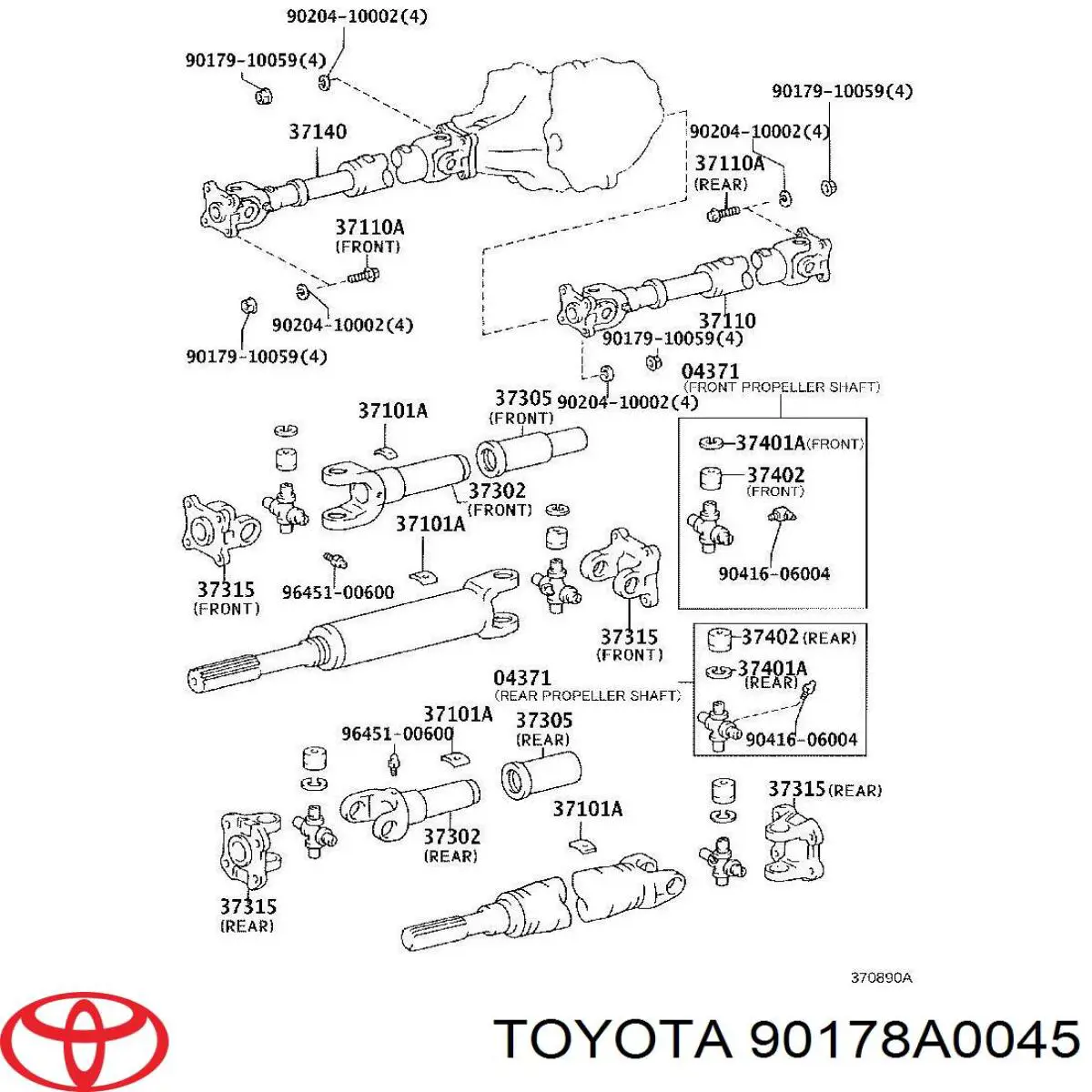 Comprar 90178A0045 Toyota Tuerca del perno del eje de transmisión