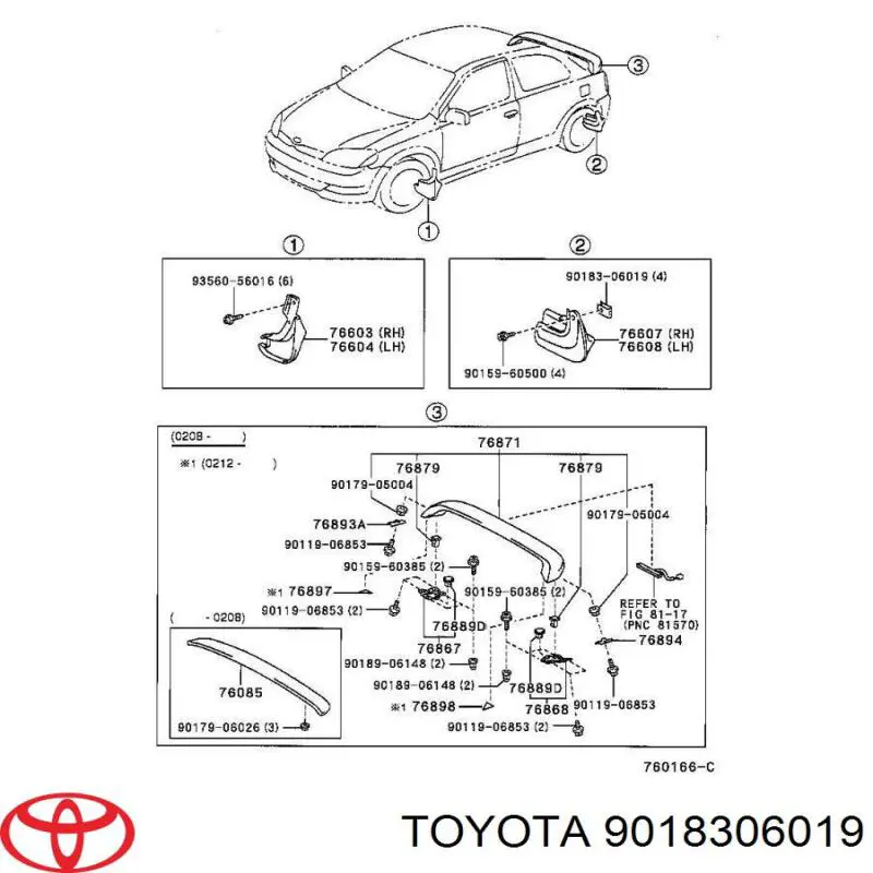 9018306019 Toyota clips de fijación, faldilla guardabarro