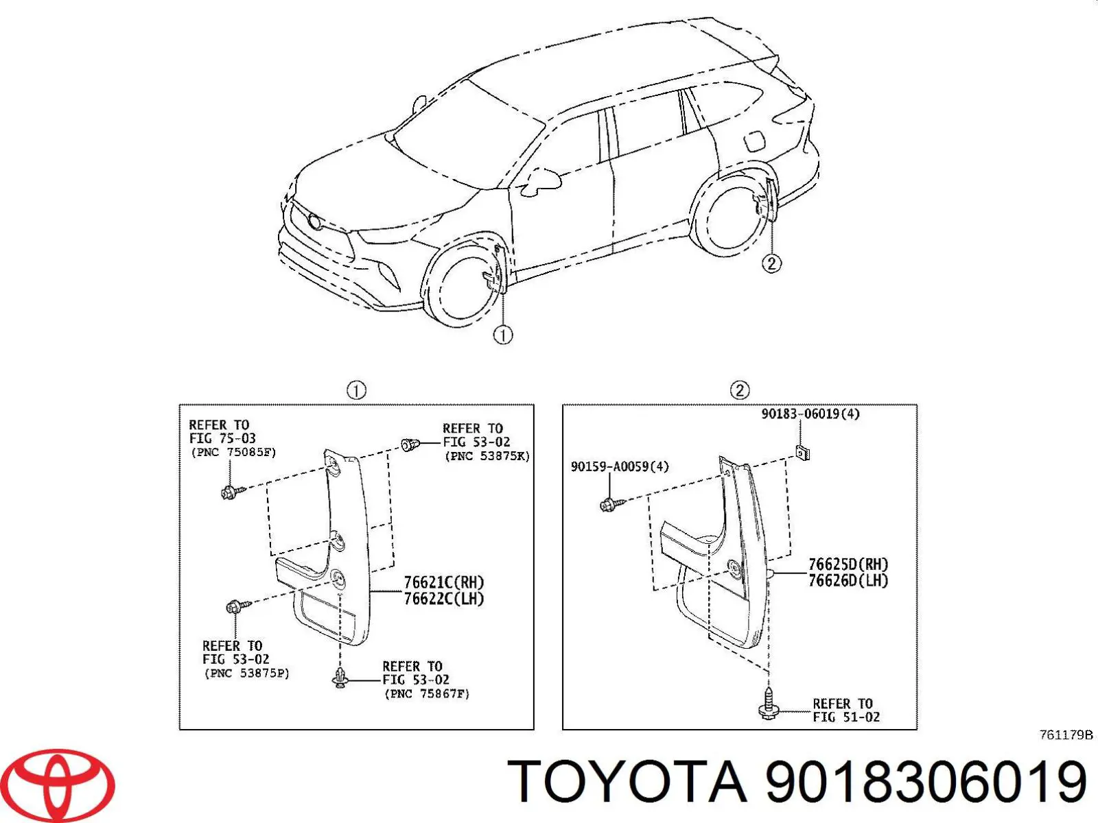 Clip de fijación del guardabarros Toyota 9018306019 precio, desde 1,36 EUR