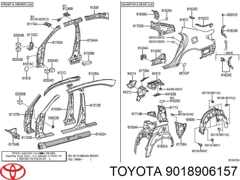 Clip de fijación del guardabarros 9018906157 Toyota