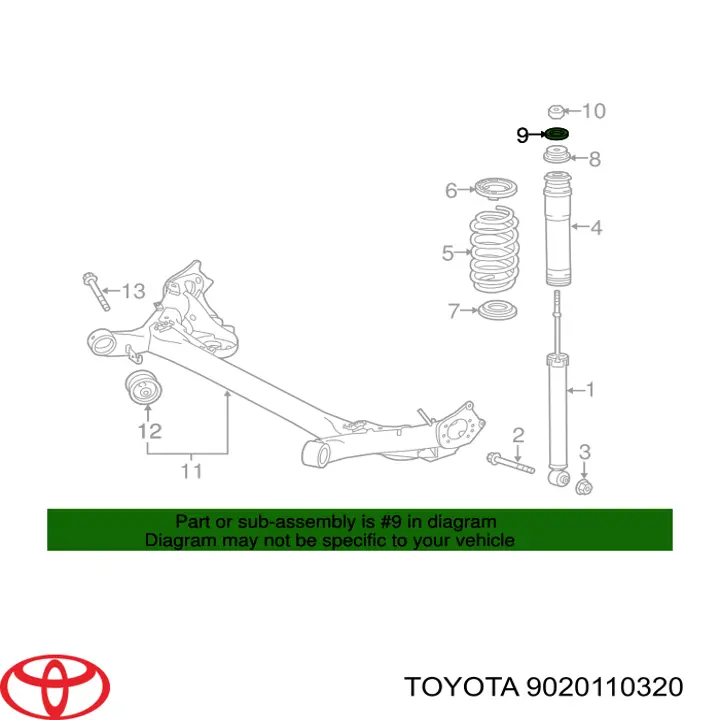 Arandela de casquillo del vástago del amortiguador trasero Toyota 9020110320 precio, desde 7,34 EUR