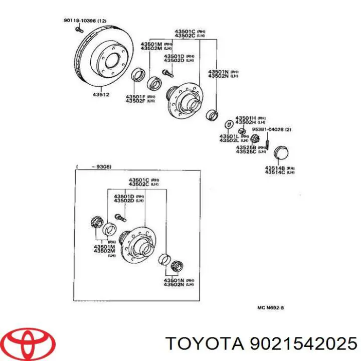 Comprar 9021542025 Toyota Anillo de retención del cojinete de la rueda delantera