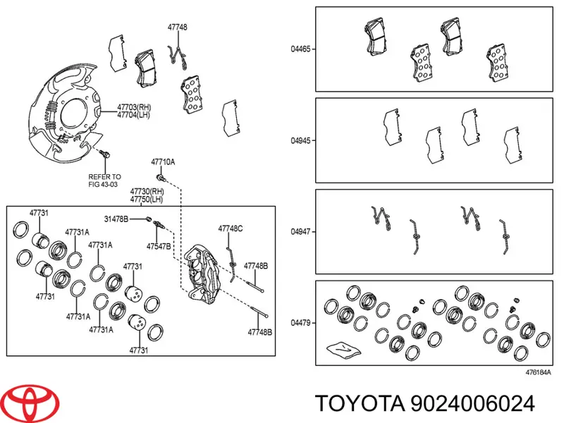 Guía de la pinza delantera para Toyota Tundra 