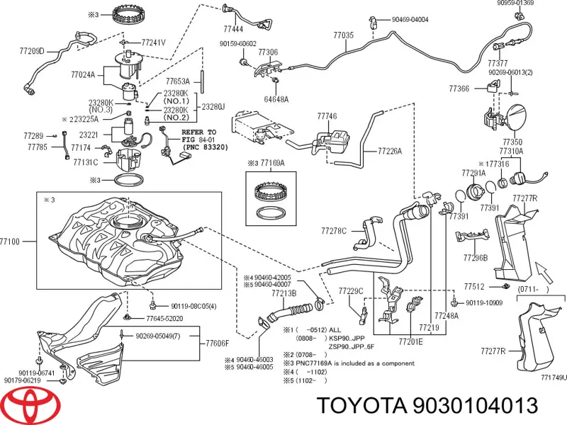 9030104013 Toyota junta, válvula control presión, common rail system
