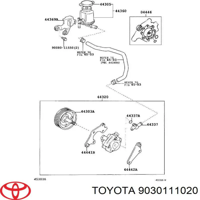 Anillo retén de bomba de dirección hidráulica para Toyota Previa (ACR3)