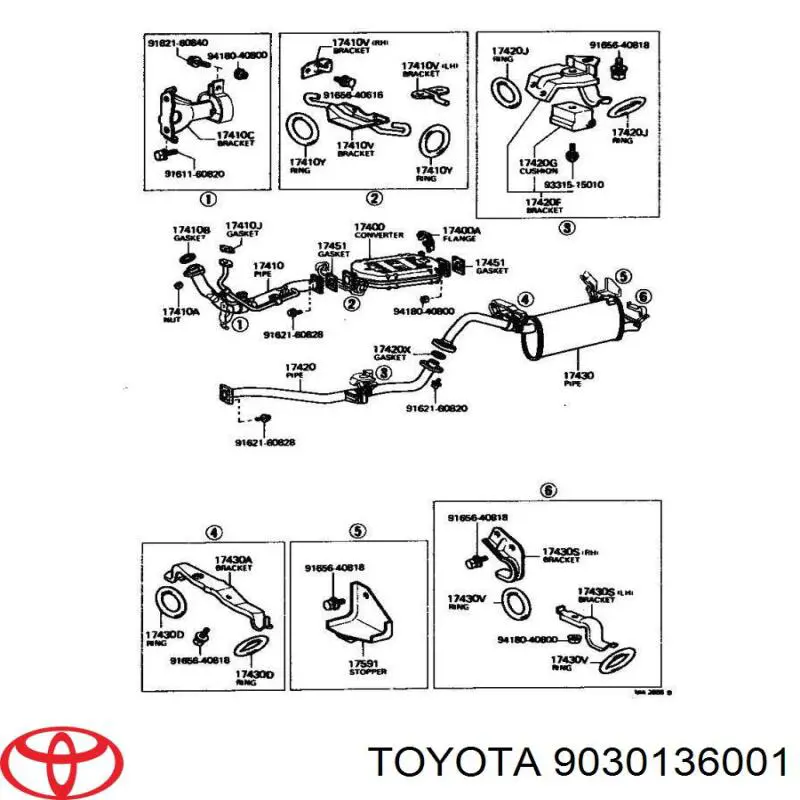 9030136001 Toyota soporte, silenciador