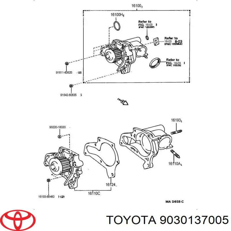 Junta, bomba de agua para Toyota Celica 