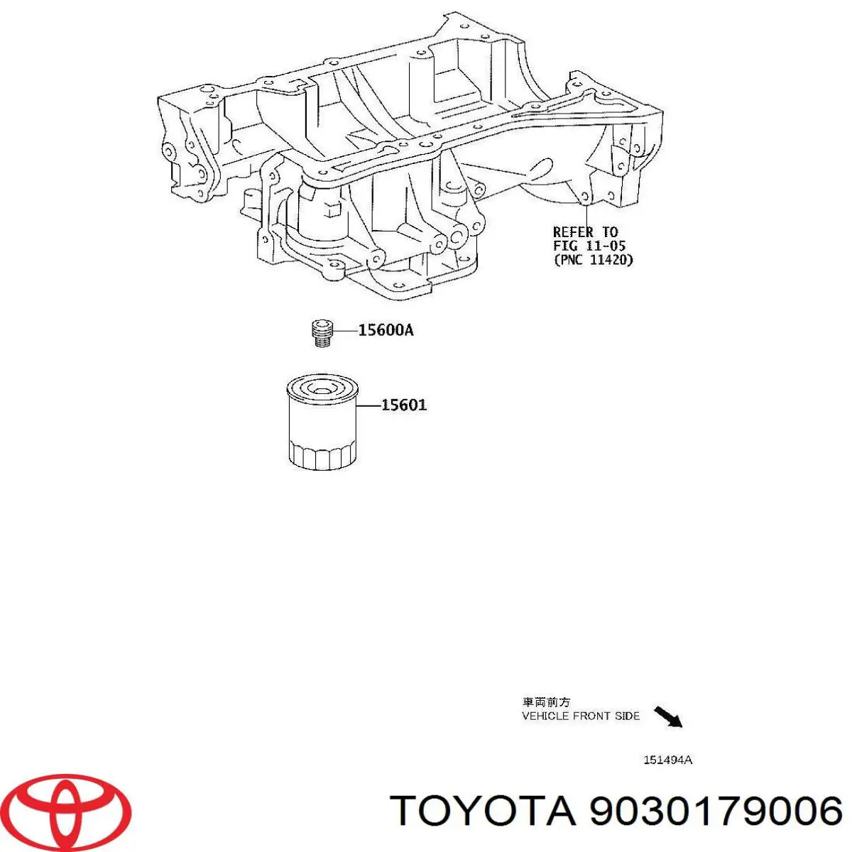 9030179006 Toyota anillo interno de la tapa del filtro de aceite