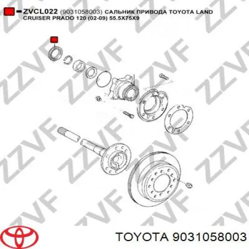 Comprar 9031058003 Toyota Retén interior del semieje trasero