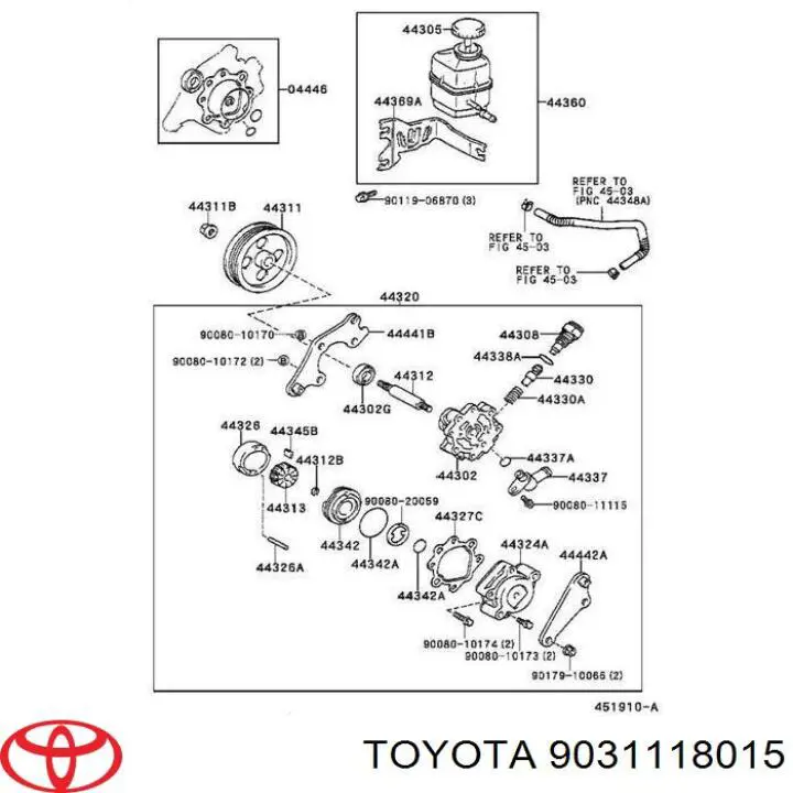 Retén de bomba de dirección hidráulica para Toyota Hiace (H10)