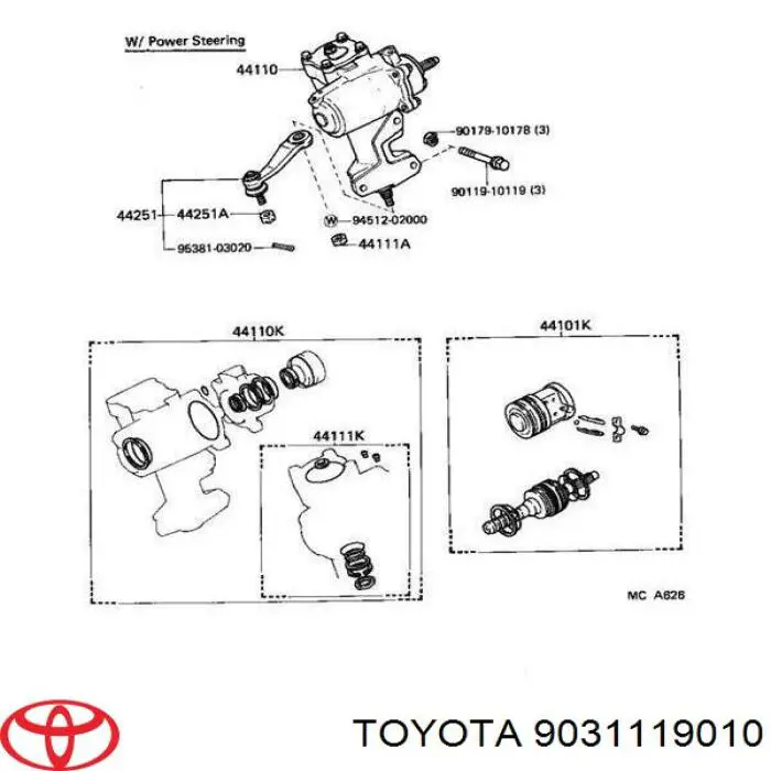 9031119010 Toyota kit de reparacion para mecanismo de direccion