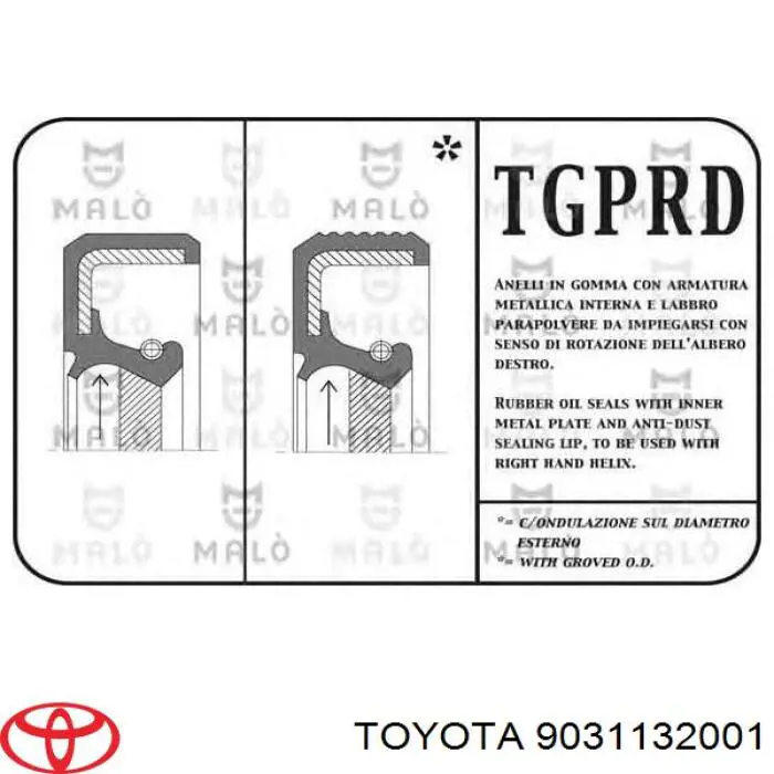 Comprar 9031132018 Toyota Retén de cigüeñal frontal