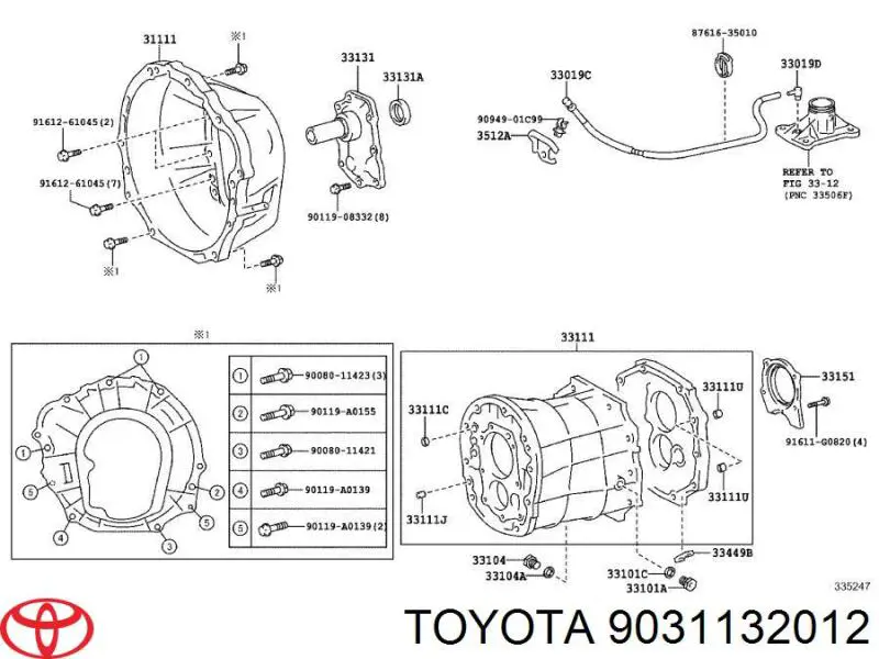 9031132012 Toyota anillo reten caja de cambios