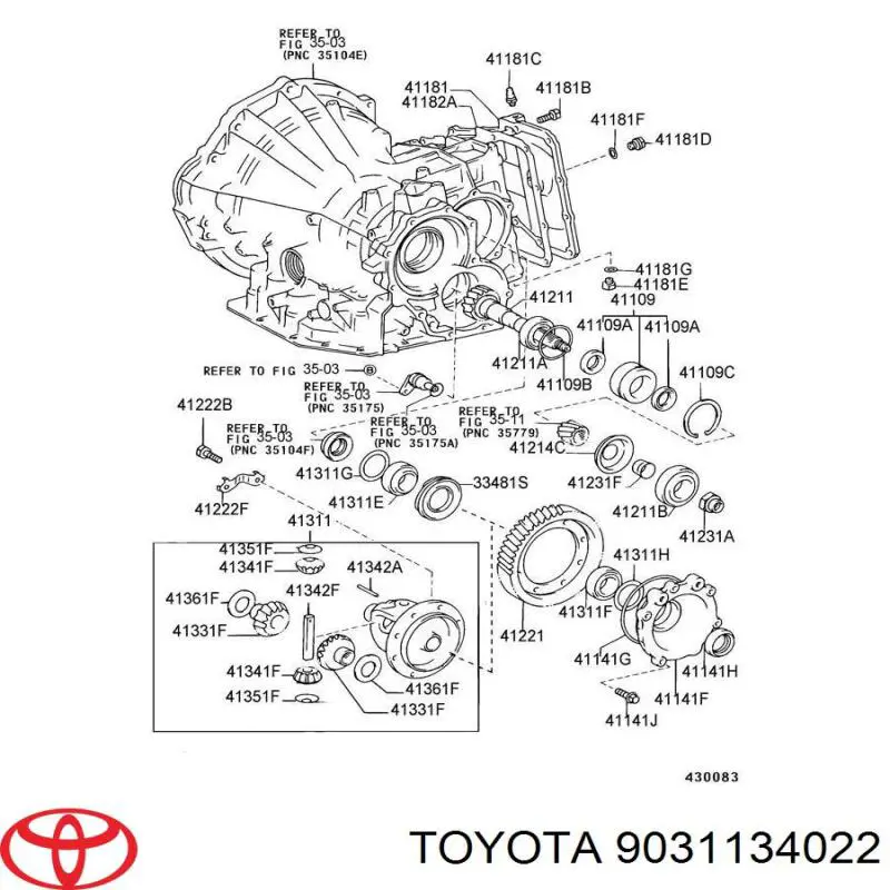 9031134022 Toyota anillo retén de semieje, eje delantero, izquierdo