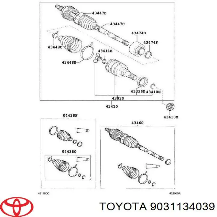 Comprar 9031134039 Toyota Retén del semieje delantero derecho