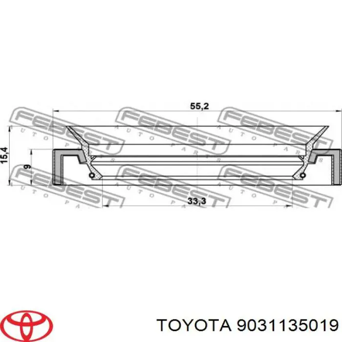 9031135019 Toyota anillo reten caja de transmision (salida eje secundario)