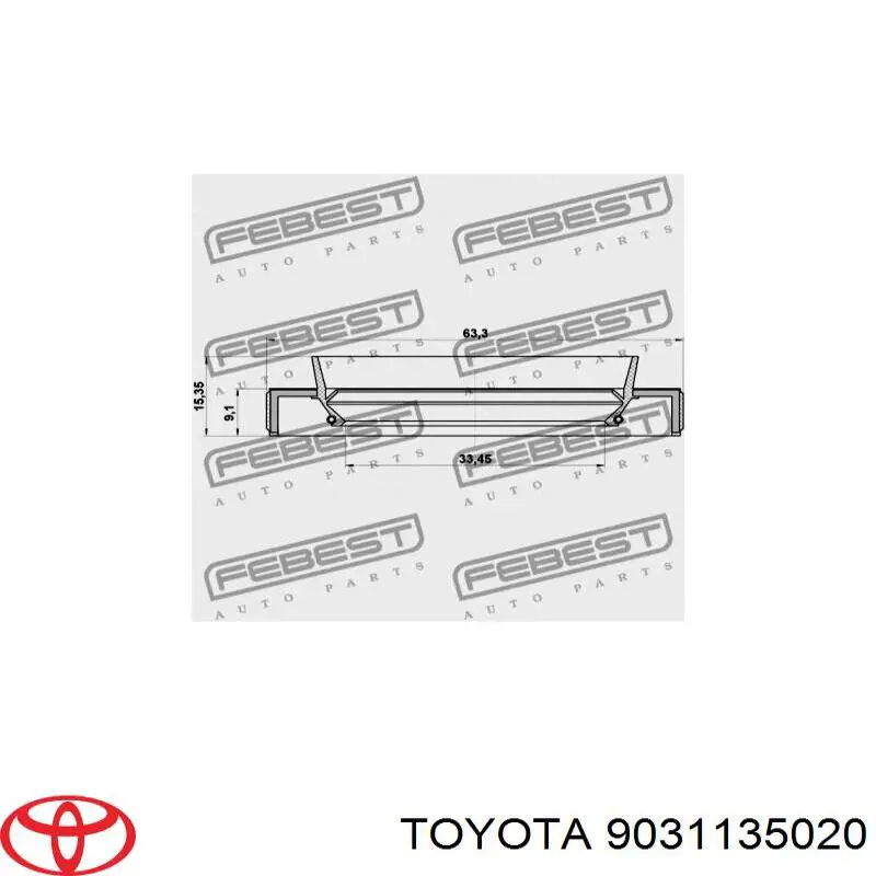 9031135020 Toyota anillo retén de semieje, eje delantero