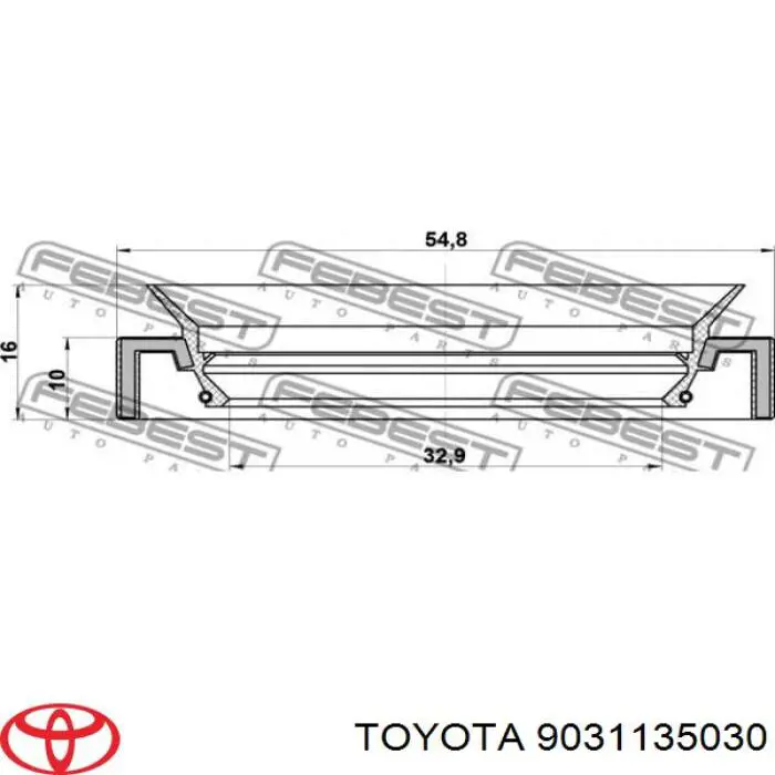9031135030 Toyota anillo retén de semieje, eje delantero, izquierdo