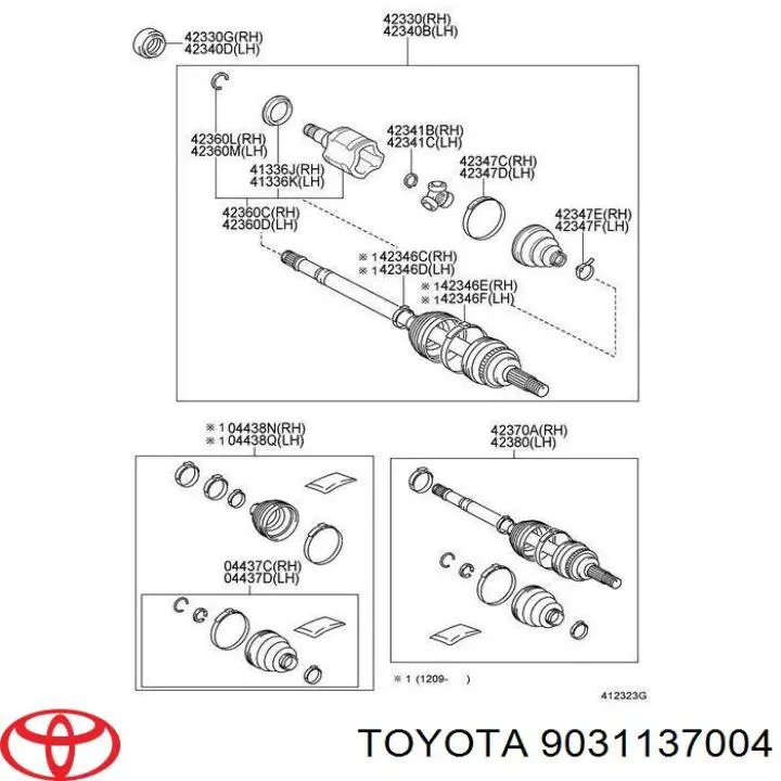 Anillo retén de semieje, eje trasero para Toyota RAV4 (A4)