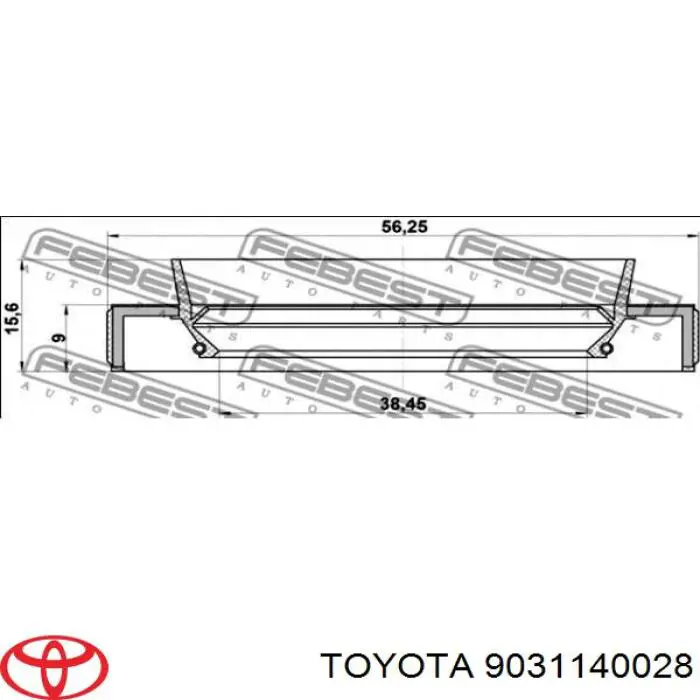 9031140028 Toyota anillo retén de semieje, eje delantero, derecho