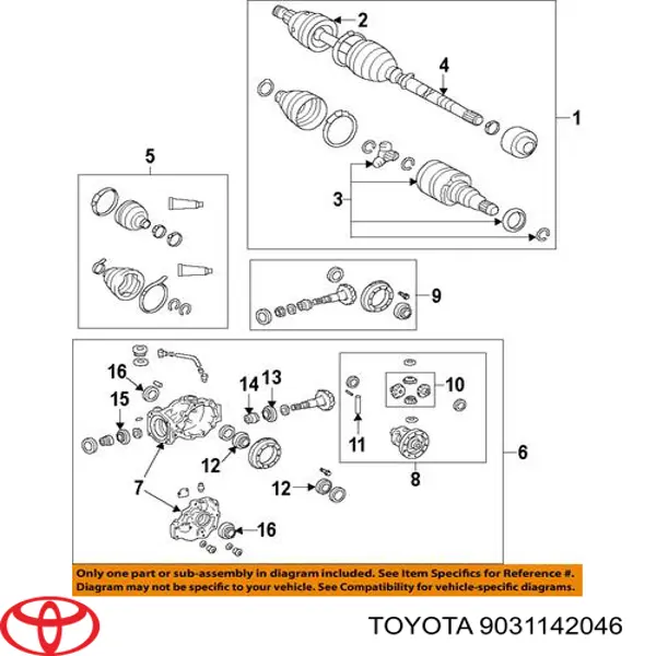 Anillo retén de semieje, eje trasero para Toyota Venza (AGV1, GGV1)