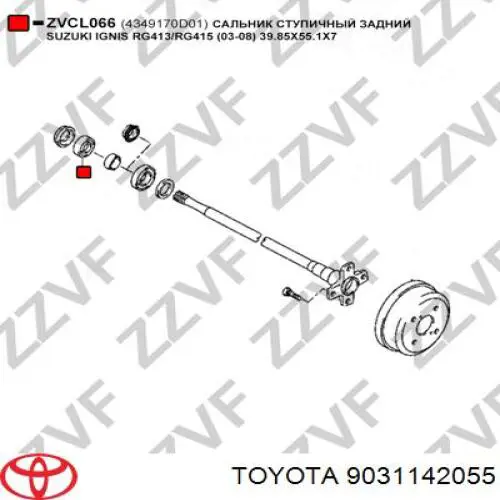 Anillo retén de semieje, eje trasero Toyota Corolla E9
