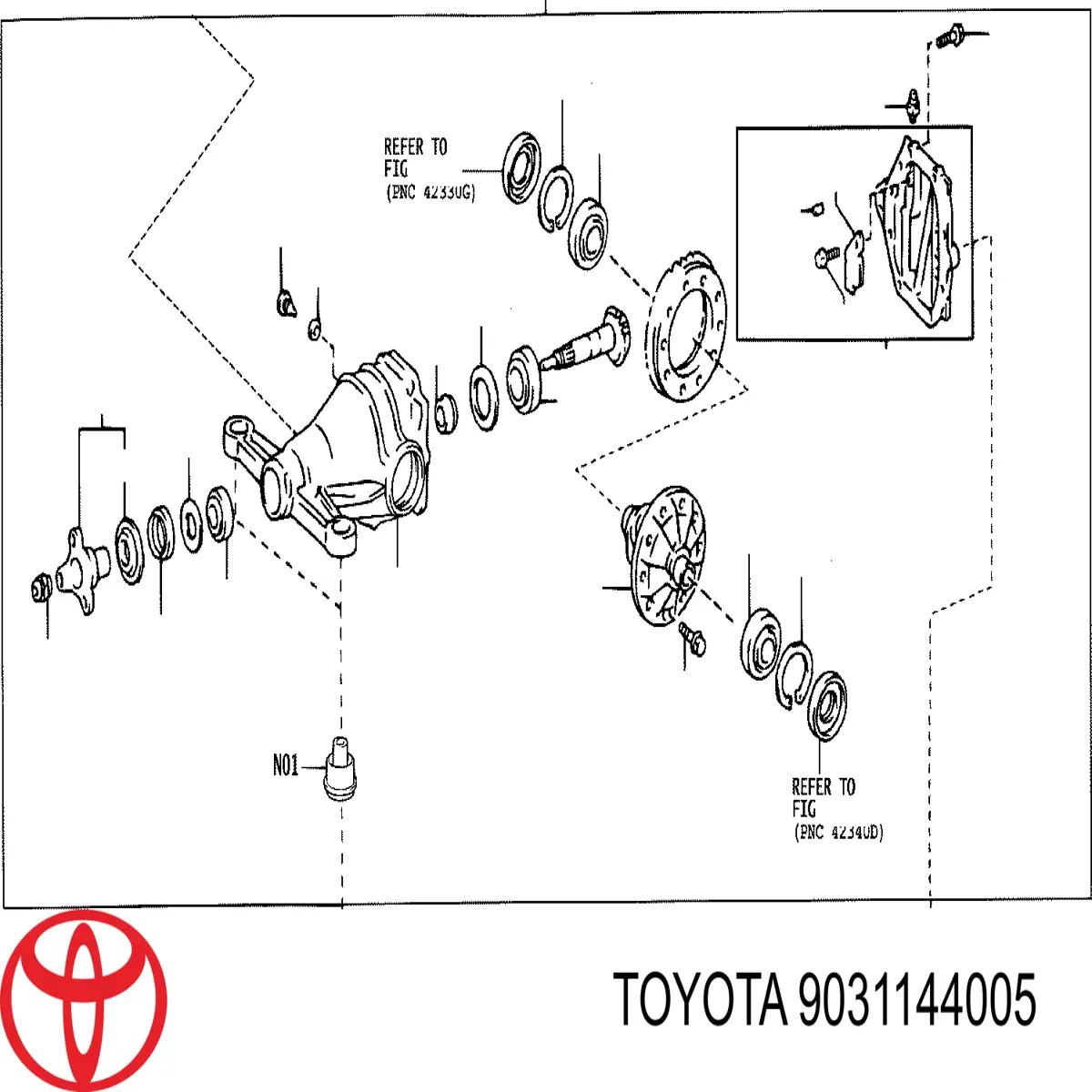 9031144005 Toyota anillo retén, diferencial eje trasero