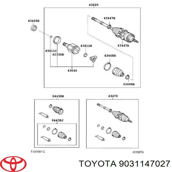 9031147027 Toyota anillo retén de semieje, eje delantero, izquierdo
