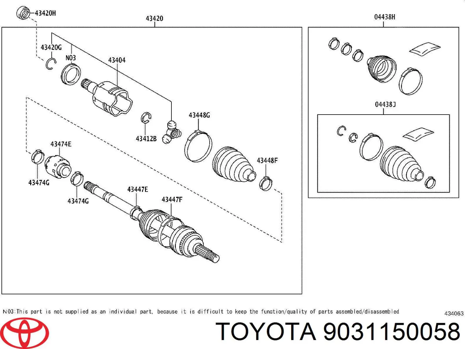 Anillo retén de semieje, eje delantero, izquierdo para Toyota Yaris (P21)