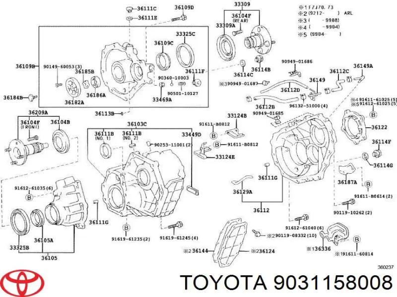 9031158008 Toyota anillo reten de salida caja de transferencia