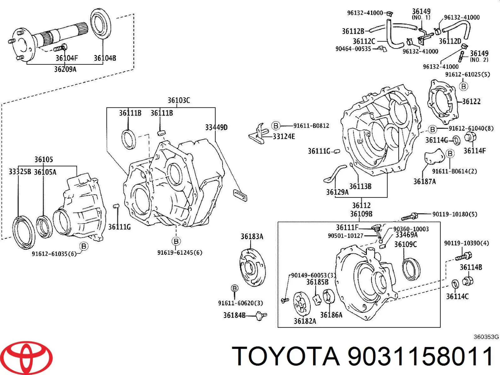 9031158011 Toyota anillo reten de salida caja de transferencia