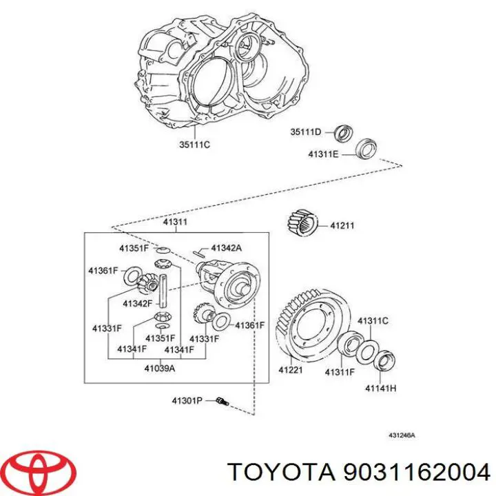 9031162004 Toyota anillo retén de semieje, eje delantero, derecho
