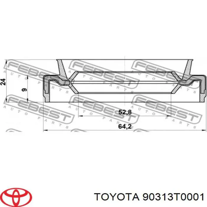 90313T0001 Toyota Retén de cubo trasero