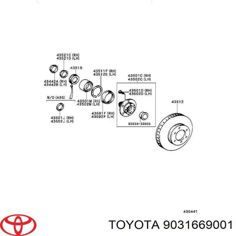 Anillo retén, cubo de rueda delantero exterior para Toyota Land Cruiser (J9)