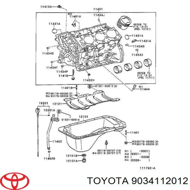 9034112012 Toyota tapón roscado, colector de aceite