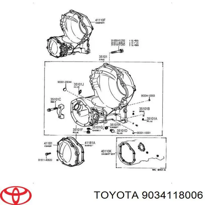 Comprar 9034118006 Toyota Tapón de llenado del eje trasero/delantero