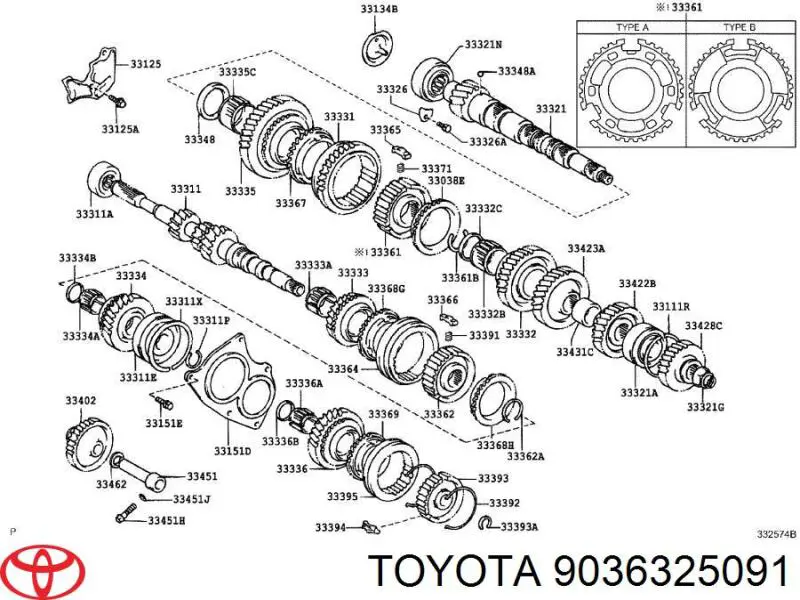 9036325091 Toyota Cojinete del eje de entrada de la caja de engranajes