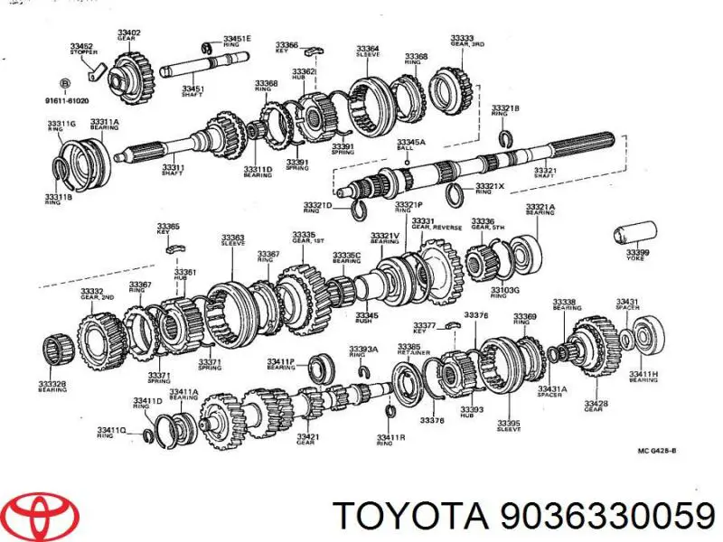Cojinete del eje de transmisión secundario para Toyota Liteace (CM3V, KM3V)