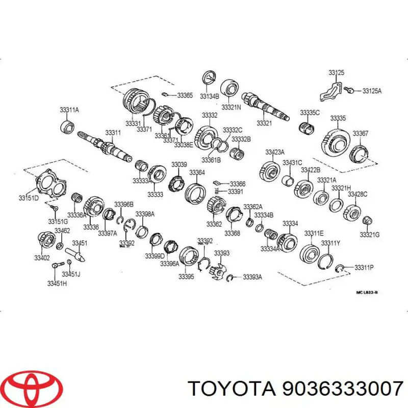 9036333005 Toyota cojinete del eje de salida de la caja de engranaje